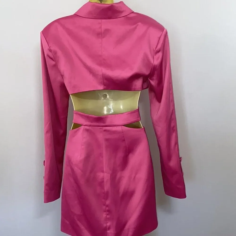 FOR LOVE AND LEMONS DRESS "MARIE' PINK SATIN OPEN BACK NWOT SZ SM - Picture 7 of 9